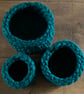 Nest of 3 different sized dark green chunky baskets house warming gift - Image 2