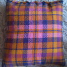 Plant and cochineal dyed check wool cushion