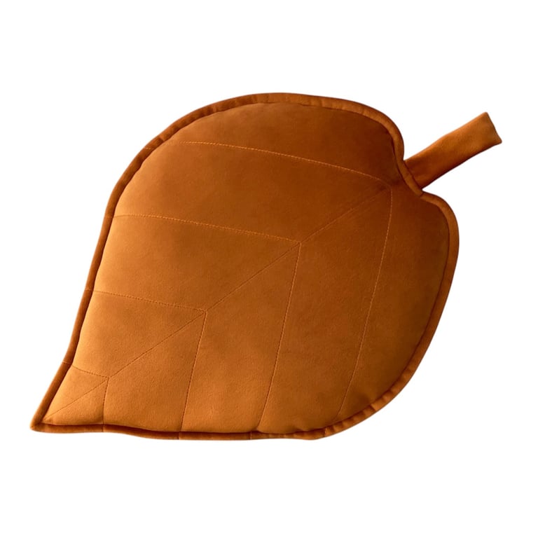 Autumn Velvet Rust Orange Leaf Shaped Cushion Plant Fall Decorative Pillow