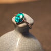 Hammered Sterling Silver and Green Paua Shell Ring