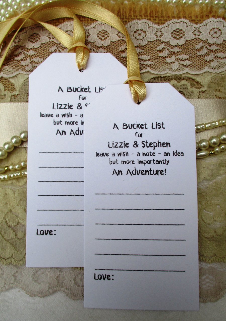 Bucket List Tags Personalised - Anniversary - Wedding - Special Occasion