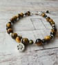 Tigers Eye Stacking Bracelet, Sterling Silver Tiger's Eye Charm Bracelet