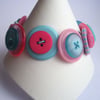 Turquoise and pink button bracelet 