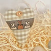 EASTER BUNNY HEART DECORATION - taupe gingham
