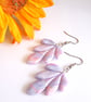 Pink & Lilac Silver Foil Polymer Clay Earrings, Stainless Steel Dangles - Image 3