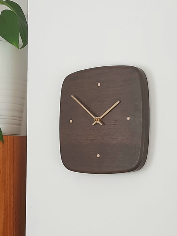No. 210 American Black Walnut Wall Clock Maple Dot Markers and Gold Hands
