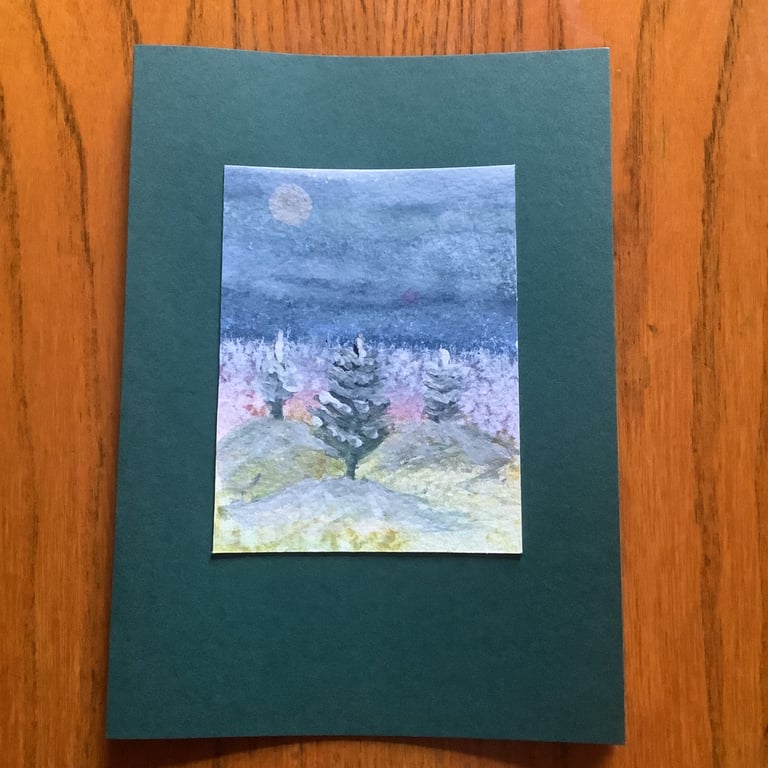 Hand painted Christmas Yule Card 'YuleScape'