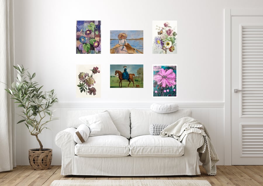 Vintage Print Collection B - 6 Collated Prints Ready to Hang