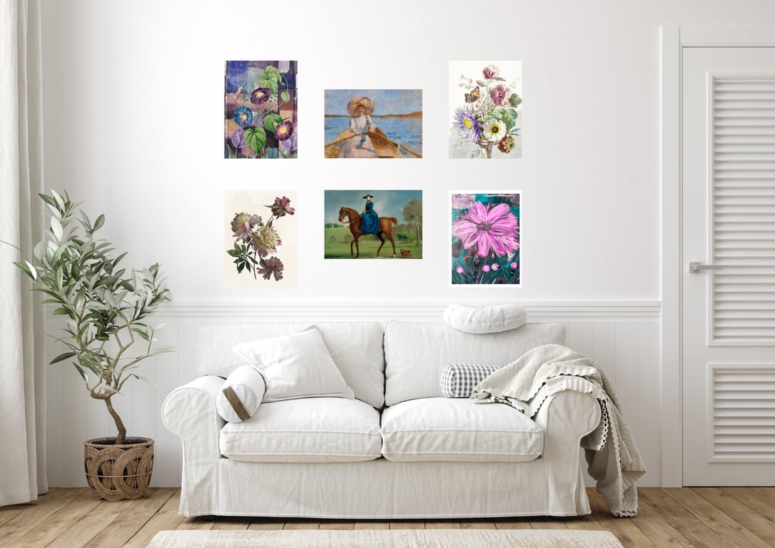 Vintage Print Collection B - 6 Collated Prints Ready to Hang