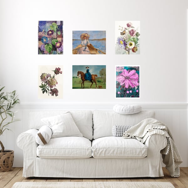 Vintage Print Collection B - 6 Collated Prints Ready to Hang
