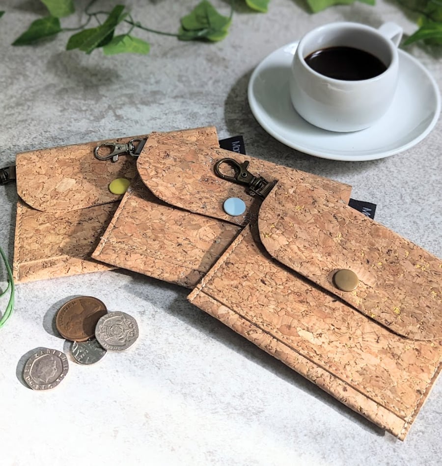 Cork Wallet. Vegan Cork Coin Purse and Card Wallet (P&P included)