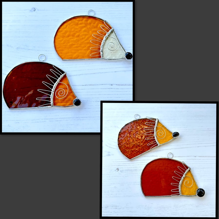 Stained Glass Hedgehog Suncatcher  - Handmade Window Decoration