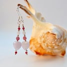 Blue Lace Agate & Tourmaline Earrings, Birthday, Anniversary, Valentine Gift