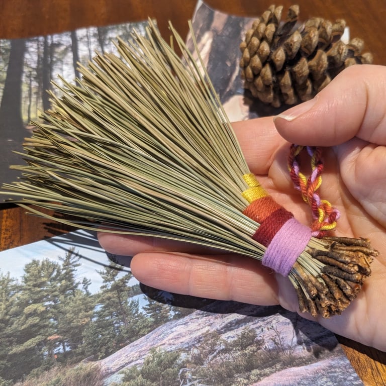 Hand Bound Pine Needle Broom — Ceremonial Cleansing — Natural Smudge Alternative