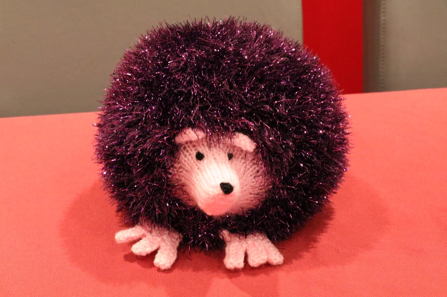 Large Purple Glitter Hedgehog Soft Toy