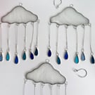 Stained Glass Large Rain Cloud - Handmade Hanging Window Decoration