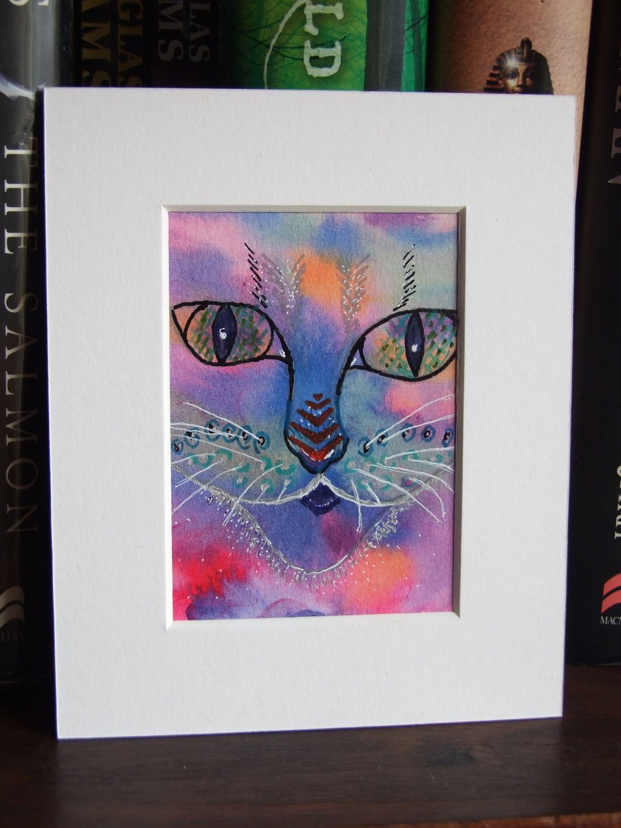 Doodle Cat ACEO Giclee Art Print, Animal Art ACEO, Art Card, Artist Trading Card