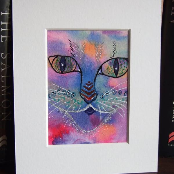 Doodle Cat ACEO Giclee Art Print, Animal Art ACEO, Art Card, Artist Trading Card