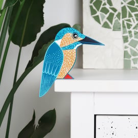 Kingfisher door topper, British birds wall art, bird lovers gift idea.