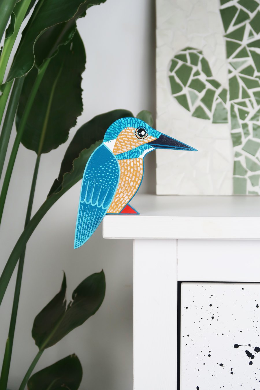 Kingfisher door topper, British birds wall art, bird lovers gift idea.
