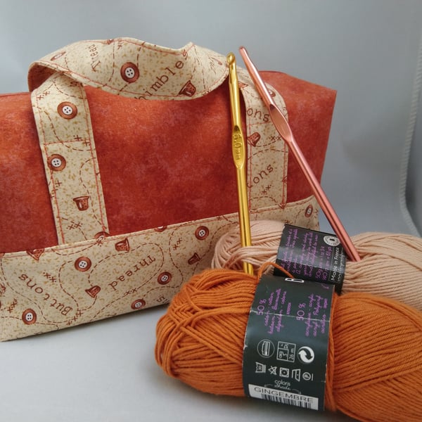 Handled zipped Box Shape Project Bag, Make Up Bag, Multi Use
