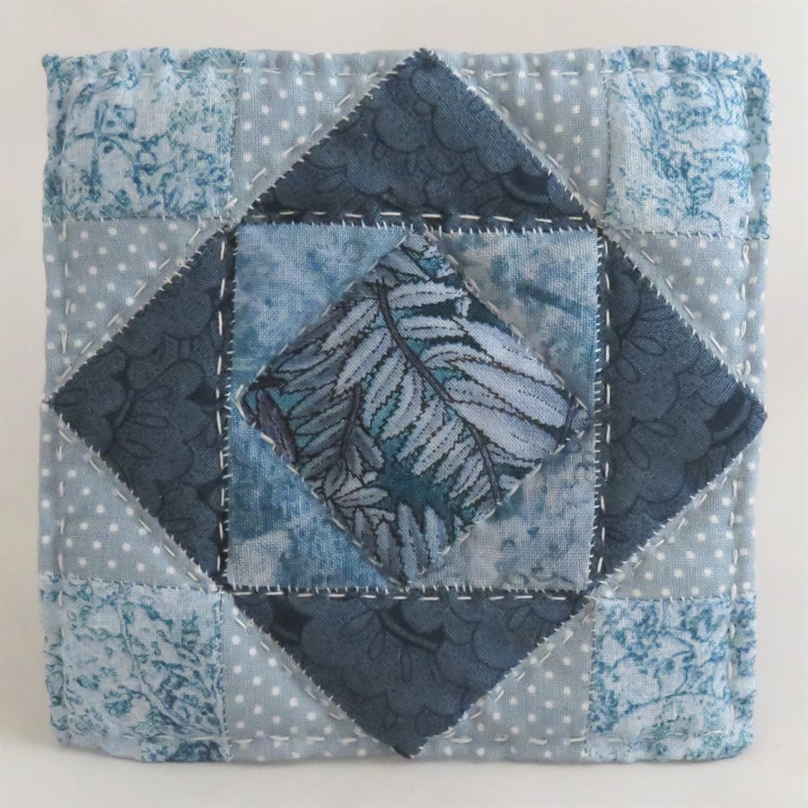  Patchwork Coaster - Teal, quilted