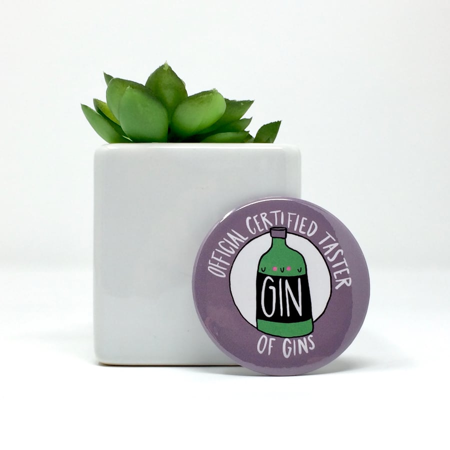Official certified taster of gins badge.