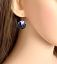 Drop Earrings, abstract blue 19mm discs, sterling silver ear wires (829) - Image 4