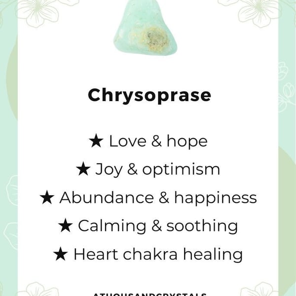 CHRYSOPRASE Crystals, Positivity, Joy, Tumbled, Stones, Bulk, Gemstone, Free Del