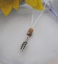 Picture Jasper & antique silver leaf long layering necklace - Image 3