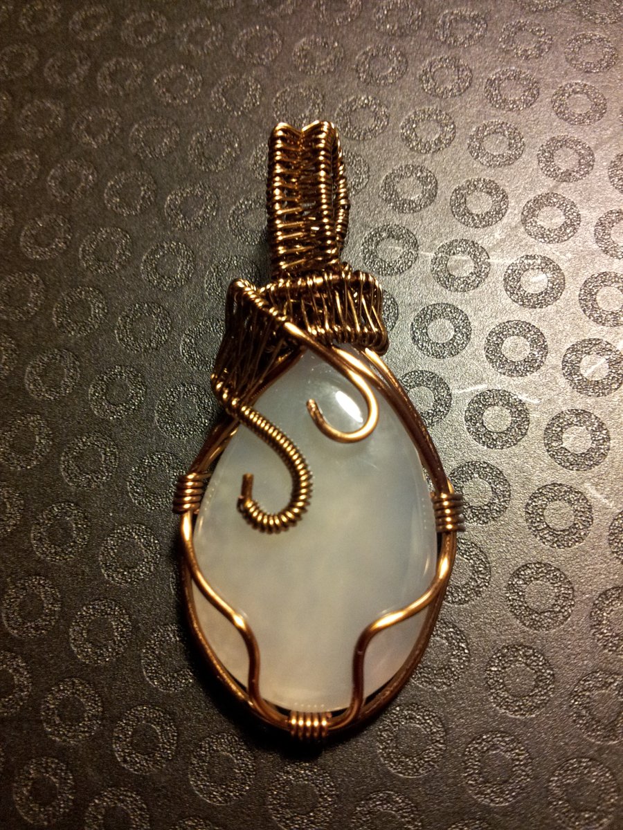 Cloudy Onyx and Bronze Wire wrapped Pendant