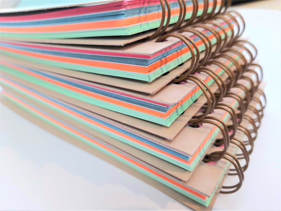 A6 Landscape Multi-coloured ruled junk journal - notebook
