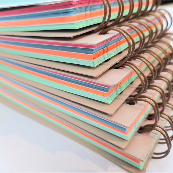 A6 Landscape Multi-coloured ruled junk journal - notebook