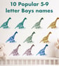 Personalised Boys Dinosaur Art Set of 3 Prints First Middle and Surname A4 A3 - Image 2