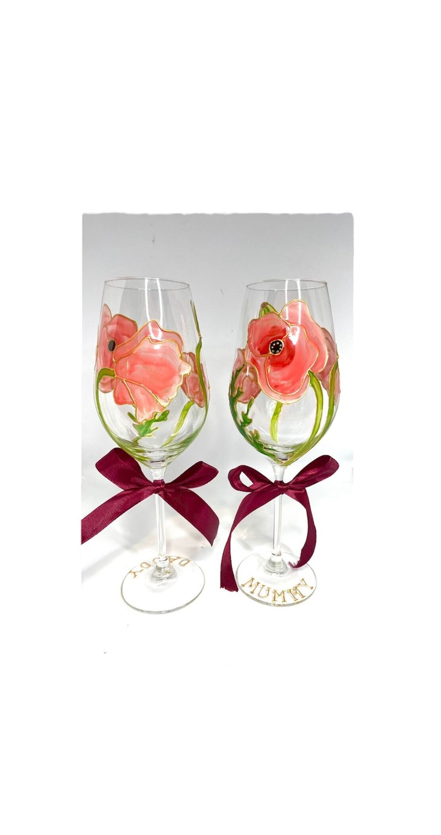 Hand Painted Wine Glass Poppy Wine Glass Red Poppy Personalised Wine Glass