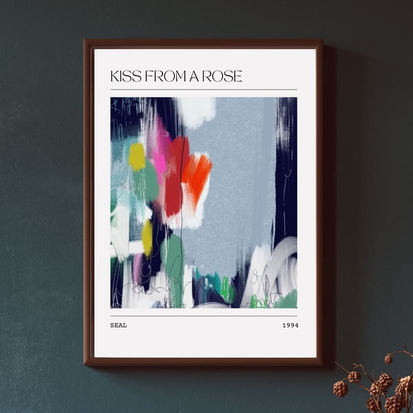 Music Poster Seal - Kiss From A Rose Abstract Painting Song Art Print 