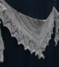 Hand knit beaded lace edged scarf shawl in white, blue & black - design F213 - Image 9
