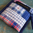 Indigo Patchwork Travel Pouch – Passport & Essentials, Fabric Zipper Pouch
