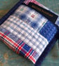 Indigo Patchwork Travel Pouch – Passport & Essentials, Fabric Zipper Pouch - Image 1