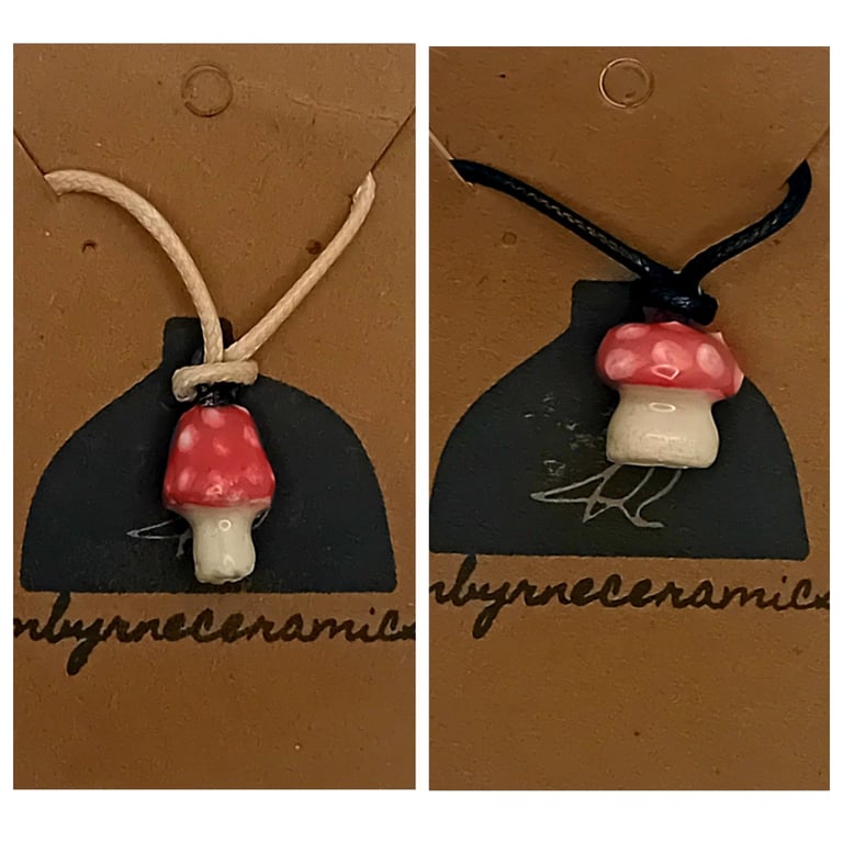 Toadstool Ceramic Necklace