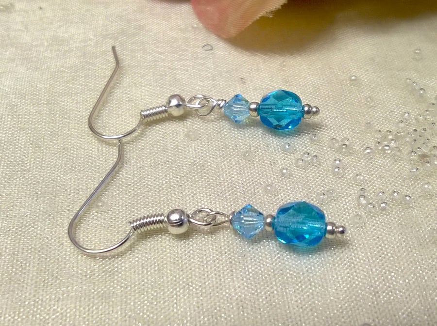 Ocean Blue Ab Czech crystal Earrings