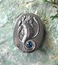 Pewter Seahorse Brooch with Blue Shell - Image 5