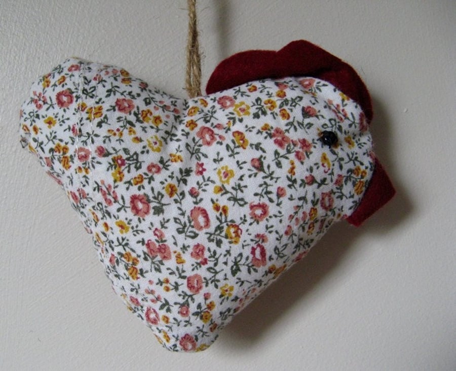 Hanging Heart-Shaped Chicken Ornament.