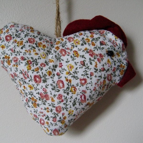 Hanging Heart-Shaped Chicken Ornament.