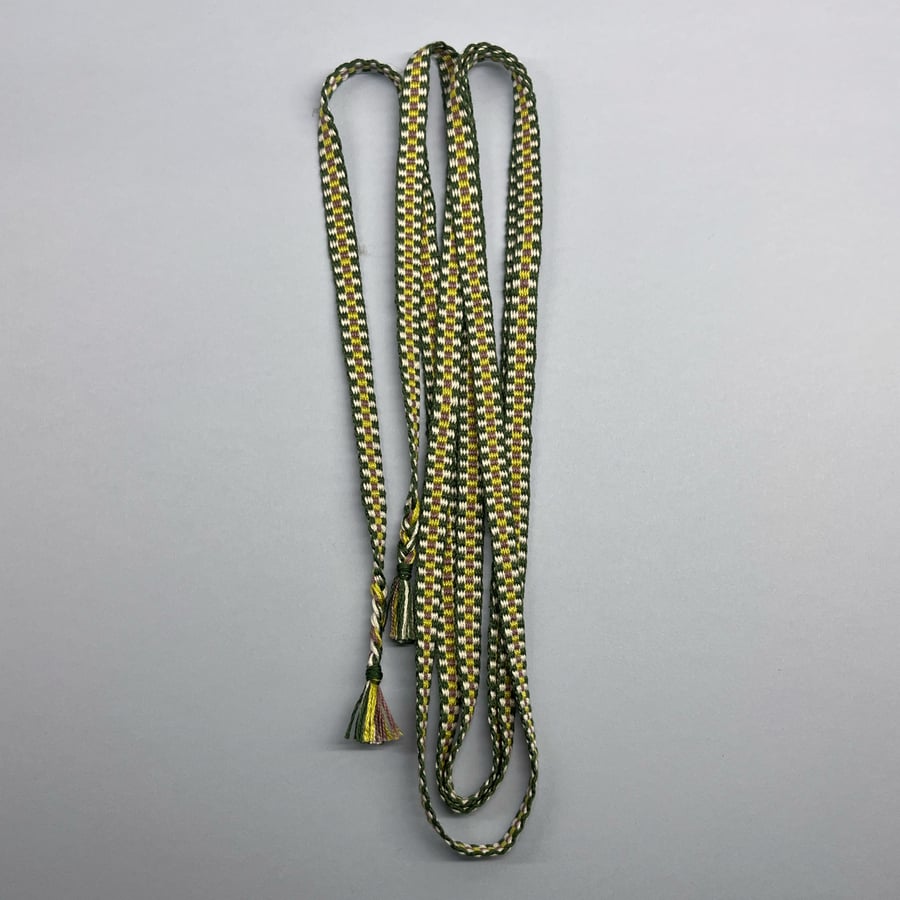 Handwoven band - green, purple, white