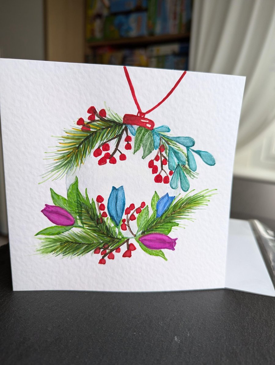 Hand Painted Watercolour Christmas Card