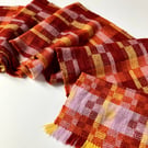 Autumn Musing 3 - Contemporary Handwoven Lambswool Scarf - Long