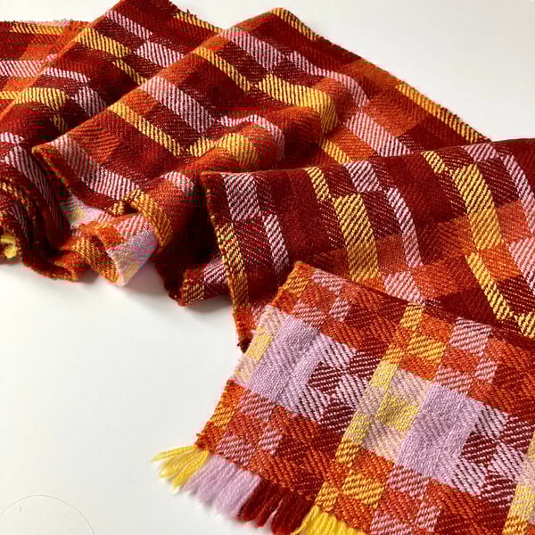 Autumn Musing 3 - Contemporary Handwoven Lambswool Scarf - Long