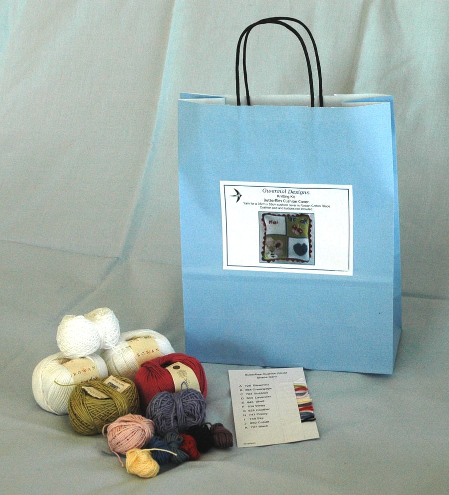 Butterflies Cushion Cover Knitting Kit 35cm x 25cm