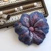 Large felted flower brooch - soft blue and pinks